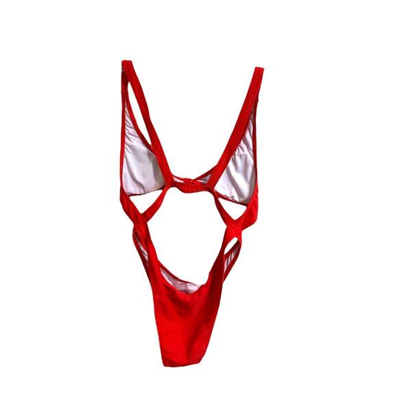 RED Monokini Size S/M Sexy One Piece Swimsuit Strappy Bathing Suit Beach - Picture 3 of 13